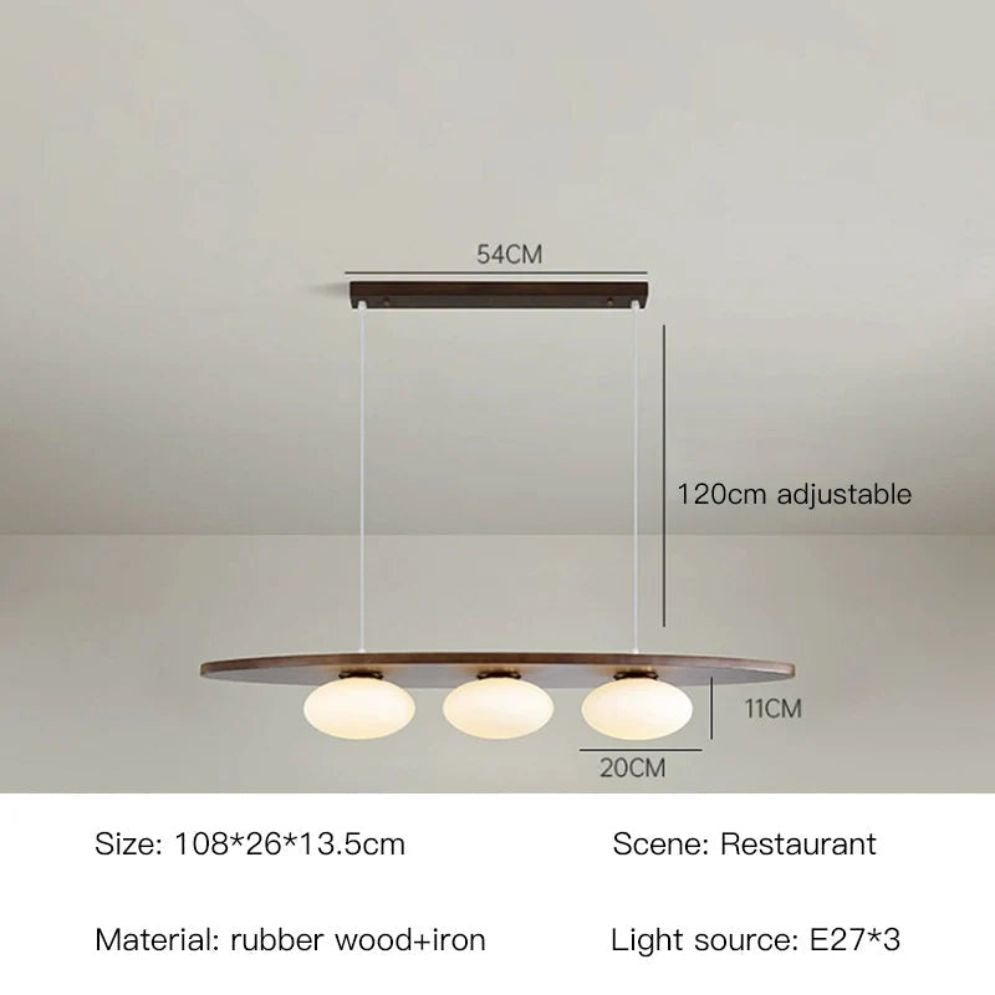 Lustre Moderne en Bois et Verre Laiteux pour Espaces Contemporains