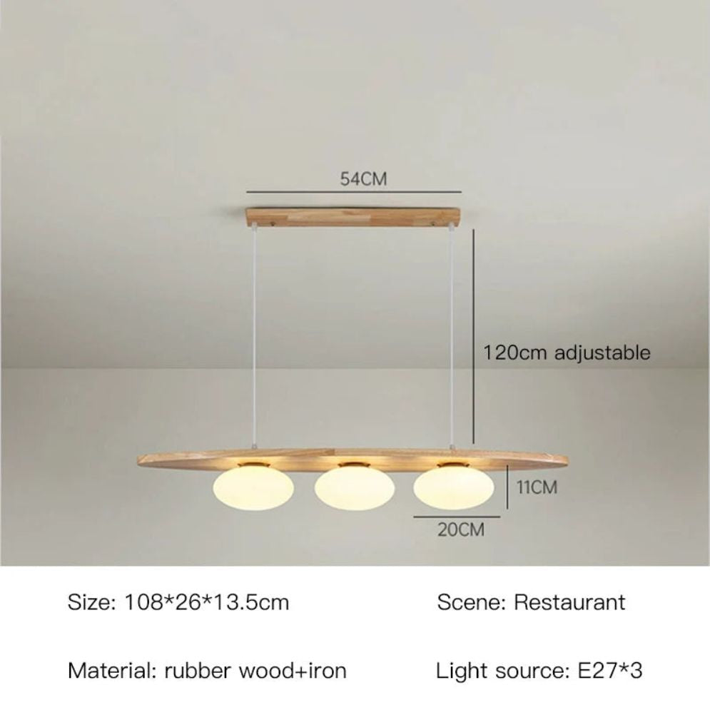 Lustre Moderne en Bois et Verre Laiteux pour Espaces Contemporains