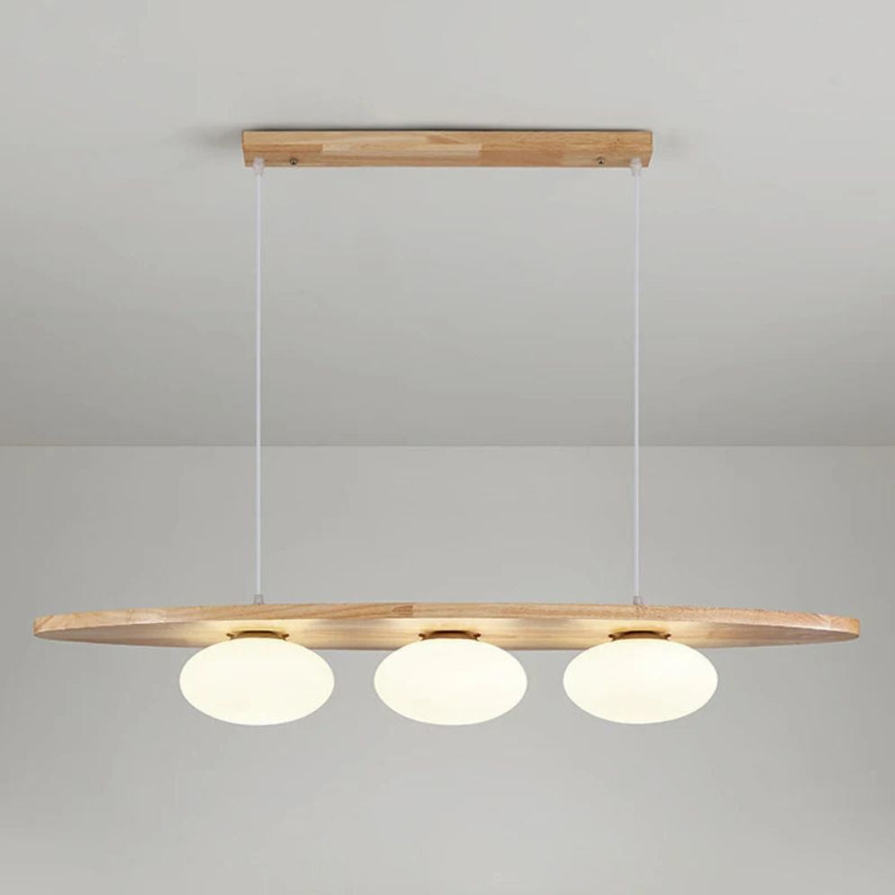 Lustre Moderne en Bois Verre pour Espaces Contemporains - Lumiine