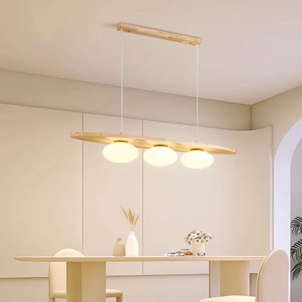 Lustre Moderne en Bois Verre pour Espaces Contemporains - Lumiine