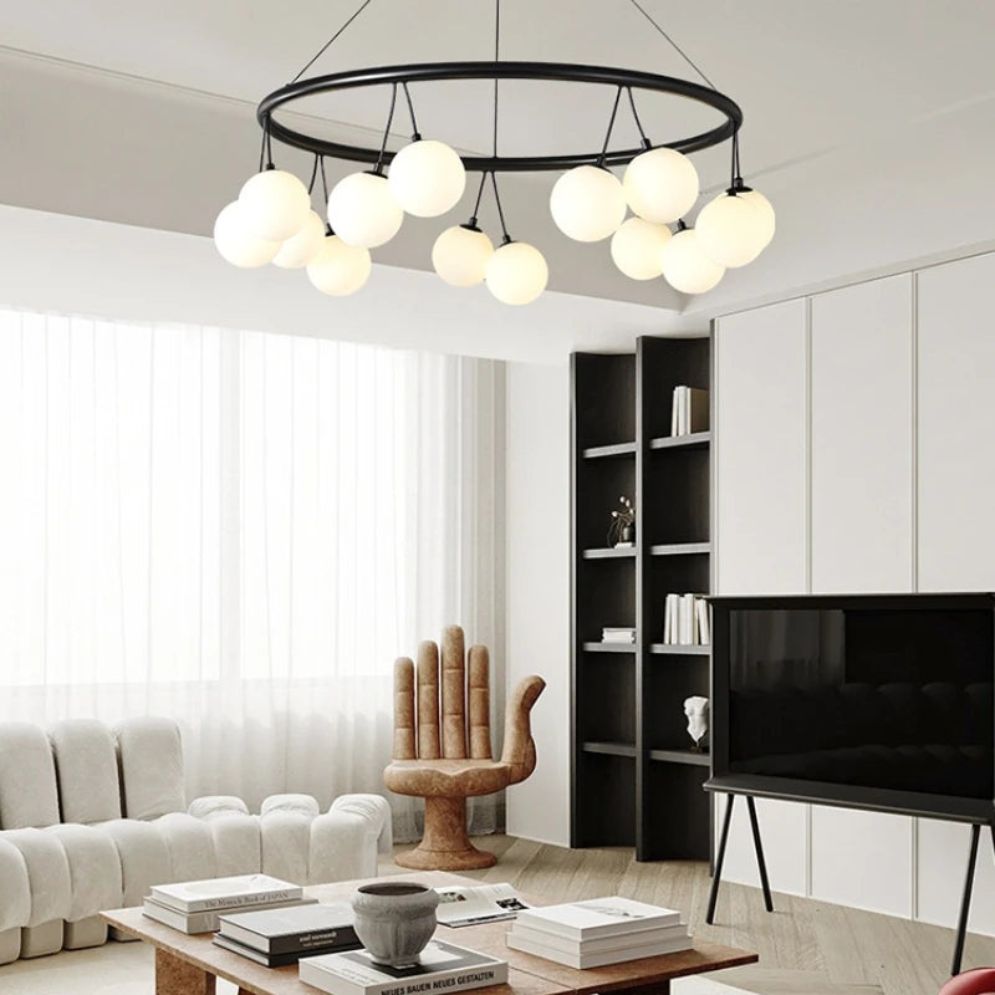 Lustre Moderne en Verre Dépoli avec Lampes Suspendues - Lumiine