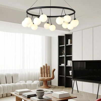 Lustre Moderne en Verre Dépoli avec Lampes Suspendues - Lumiine