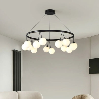 Lustre Moderne en Verre Dépoli avec Lampes Suspendues - Lumiine