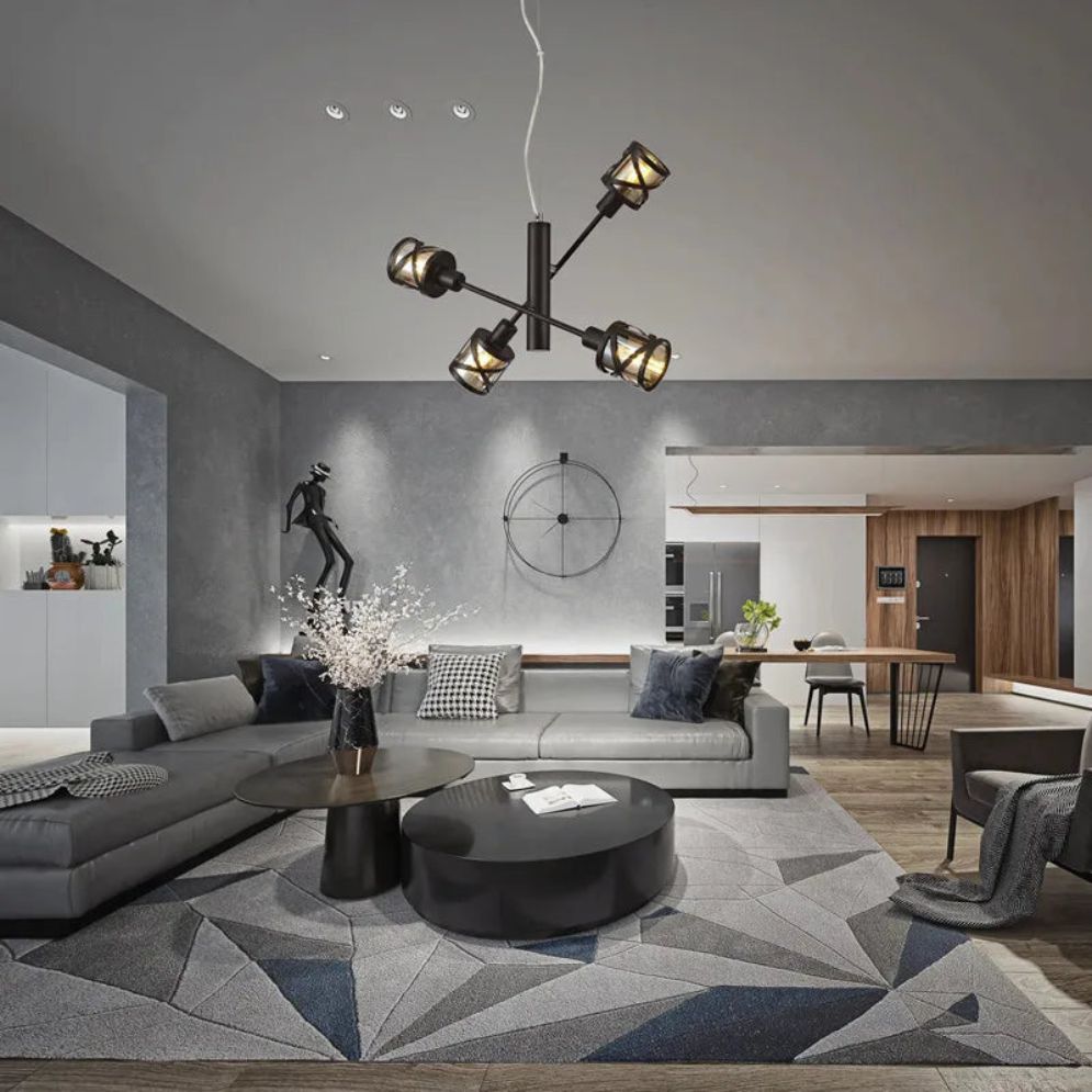 Lustre Moderne en Verre Transparent avec Cordon Métallique - Lumiine 