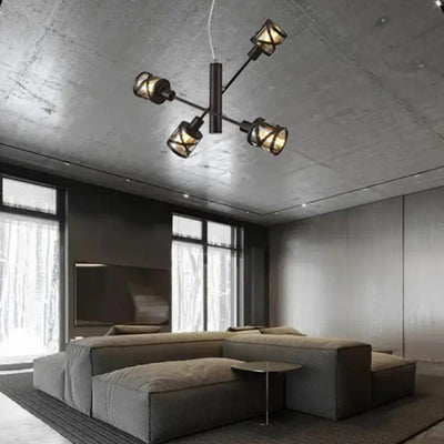 Lustre Moderne en Verre Transparent avec Cordon Métallique - Lumiine 