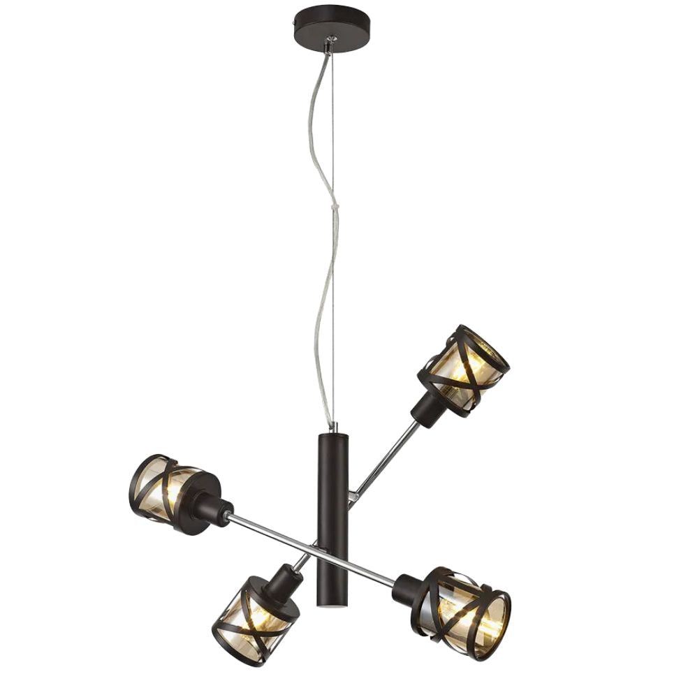 Lustre Moderne en Verre Transparent avec Cordon Métallique - Lumiine 