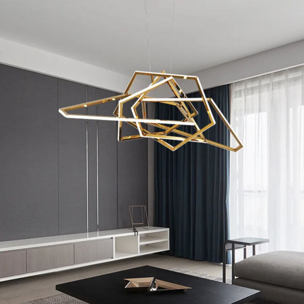 Lustre Moderne Led avec Abat-Jour Géométrique Coloré Fresia - Lumiine