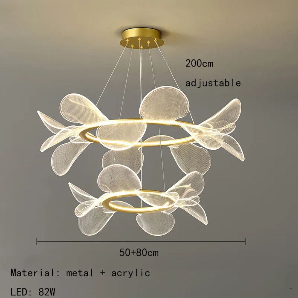 Lustre Moderne Led avec Anneau Doré - Lumiine