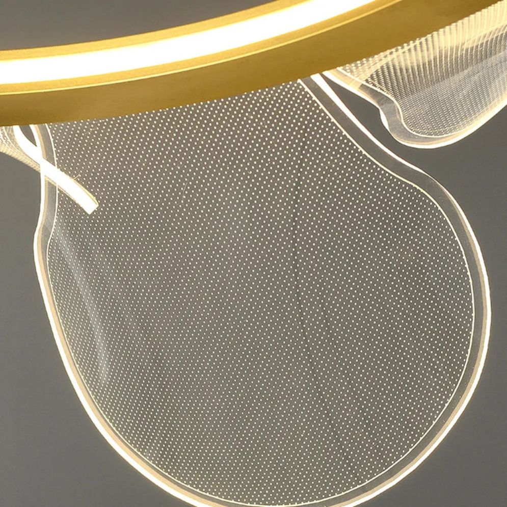 Lustre Moderne Led avec Anneau Doré - Lumiine