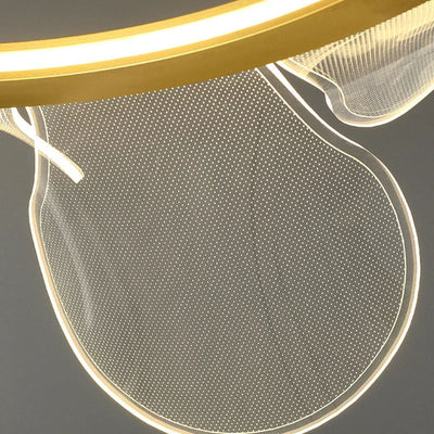 Lustre Moderne Led avec Anneau Doré - Lumiine