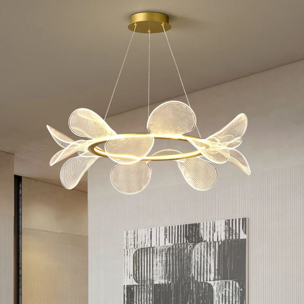 Lustre Moderne Led avec Anneau Doré - Lumiine