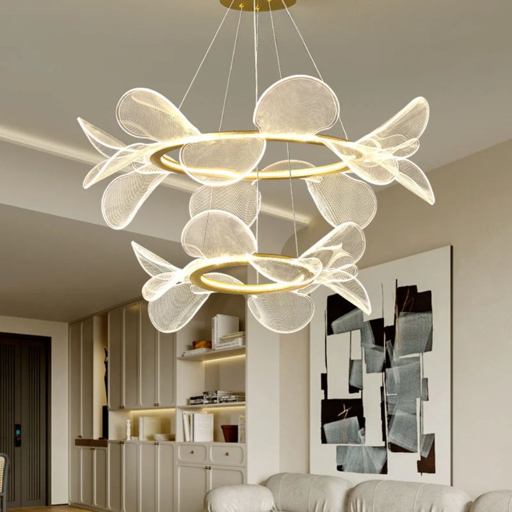Lustre Moderne Led avec Anneau Doré - Lumiine
