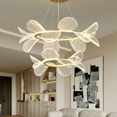 Lustre Moderne Led avec Anneau Doré - Lumiine