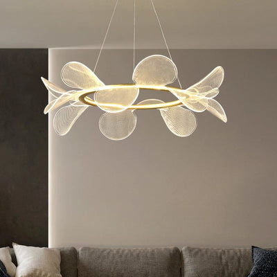Lustre Moderne Led avec Anneau Doré - Lumiine