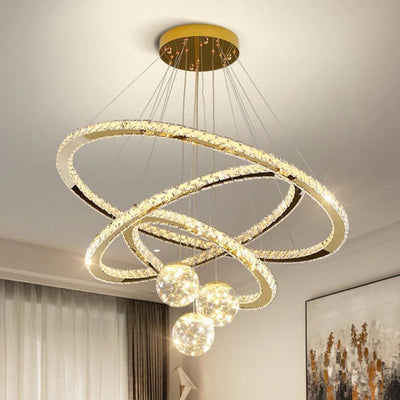 Lustre Moderne Led avec Anneau et Sphères