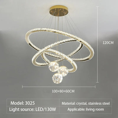 Lustre Moderne Led avec Anneau et Sphères