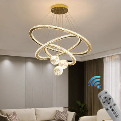 Lustre Moderne Led avec Anneau et Sphèrers Bahia - Lumiine