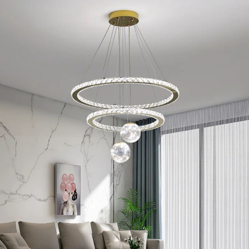 Lustre Moderne Led avec Anneau et Sphèrers Bahia - Lumiine
