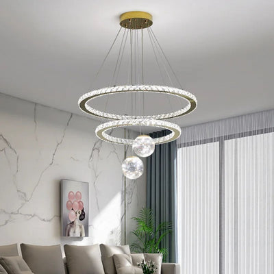 Lustre Moderne Led avec Anneau et Sphèrers Bahia - Lumiine