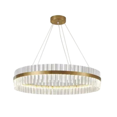 Lustre Nordique en Cristal Moderne avec Rond Doré - Lumiine