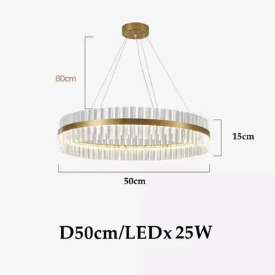 Lustre Nordique en Cristal Moderne avec Rond Doré - Lumiine