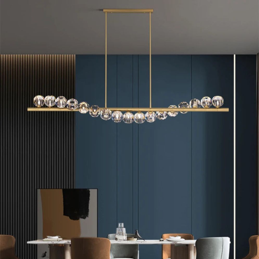 Lustre Nordique en Cuivre et Cristal Design Élégant et Luxueux