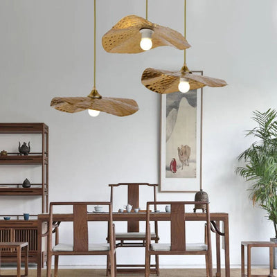 Lustre Nordique en Cuivre Forme de Feuille de Lotus Suspendu - Lumiine
