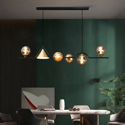 Lustre Nordique en Verre pour Éclairage Moderne de Restaurant et Café