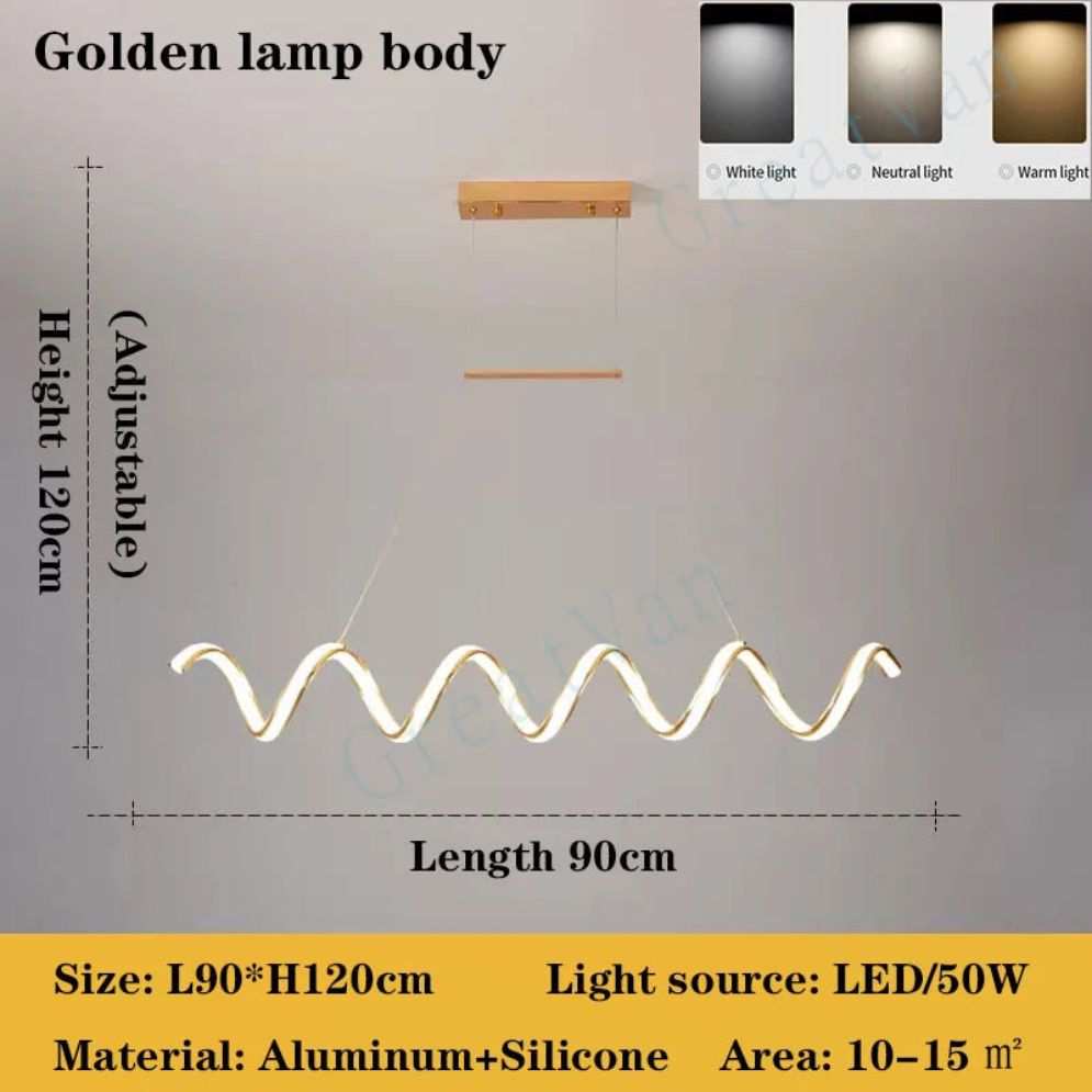 Lustre Nordique Led Acrylique Design Vagues Postmoderne - Lumiine