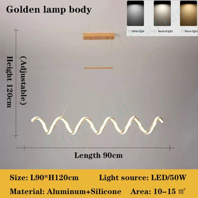 Lustre Nordique Led Acrylique Design Vagues Postmoderne - Lumiine