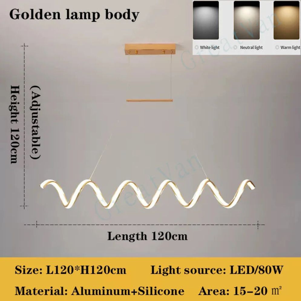Lustre Nordique Led Acrylique Design Vagues Postmoderne - Lumiine