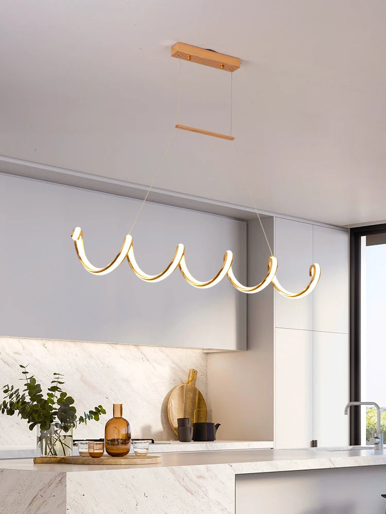 Lustre Nordique Led Acrylique Design Vagues Postmoderne - Lumiine