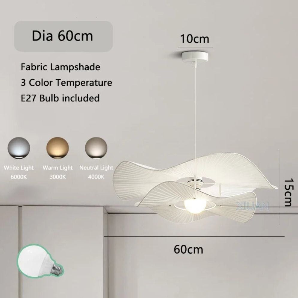 Lustre Nordique Simple Wabi Sabi en Tissu Led Loft - Lumiine