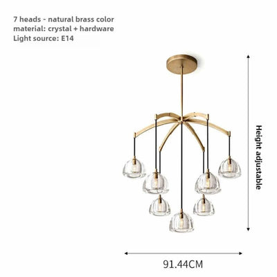Lustre Post Moderne Rond de Lumière Cristal Acier Inoxydable - Lumiine