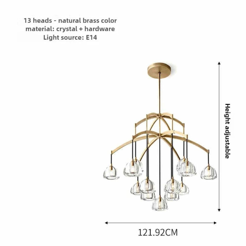 Lustre Post Moderne Rond de Lumière Cristal Acier Inoxydable - Lumiine
