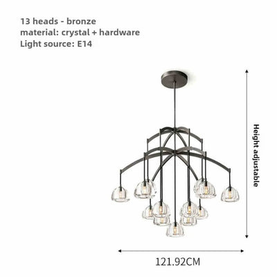 Lustre Post Moderne Rond de Lumière Cristal Acier Inoxydable - Lumiine