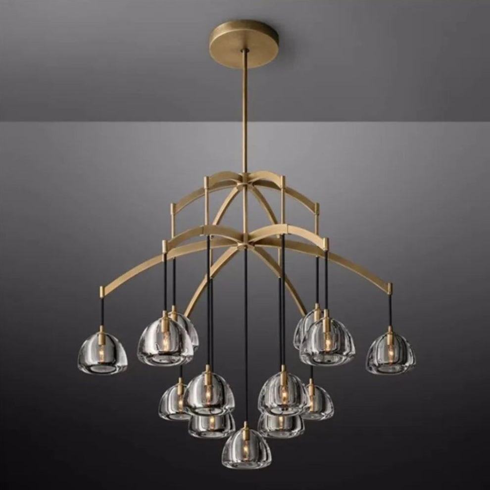 Lustre Post Moderne Rond de Lumière Cristal Acier Inoxydable - Lumiine
