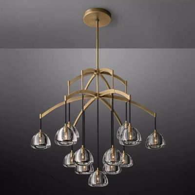Lustre Post Moderne Rond de Lumière Cristal Acier Inoxydable - Lumiine
