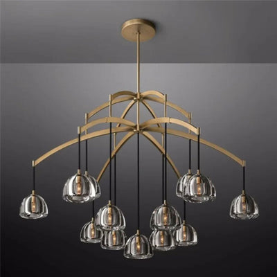 Lustre Post Moderne Rond de Lumière Cristal Acier Inoxydable - Lumiine