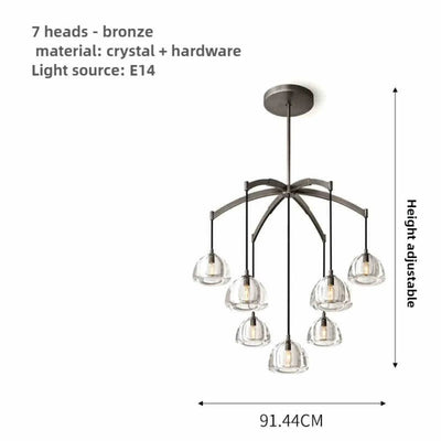 Lustre Post Moderne Rond de Lumière Cristal Acier Inoxydable - Lumiine