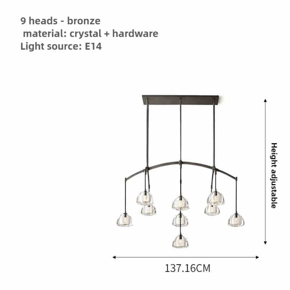 Lustre Post Moderne Rond de Lumière Cristal Acier Inoxydable - Lumiine