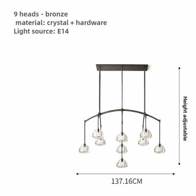 Lustre Post Moderne Rond de Lumière Cristal Acier Inoxydable - Lumiine
