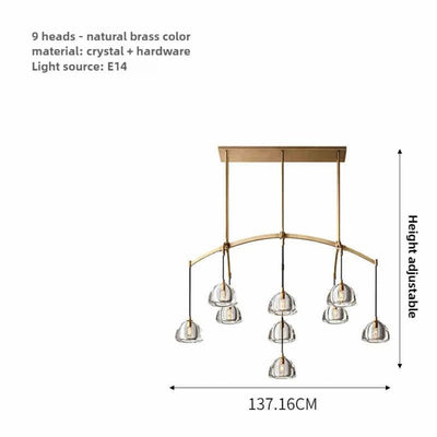 Lustre Post Moderne Rond de Lumière Cristal Acier Inoxydable - Lumiine