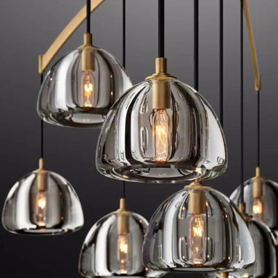Lustre Post Moderne Rond de Lumière Cristal Acier Inoxydable - Lumiine