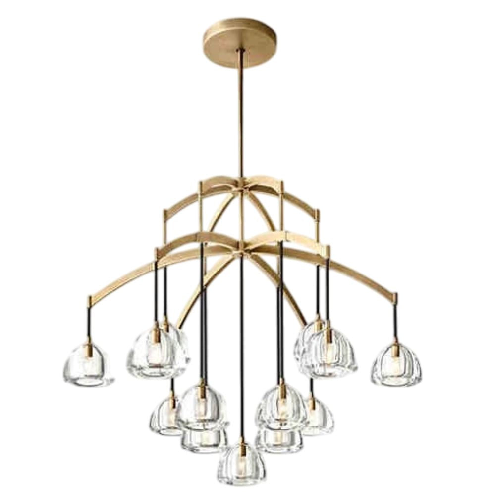 Lustre Post Moderne Rond de Lumière Cristal Acier Inoxydable - Lumiine