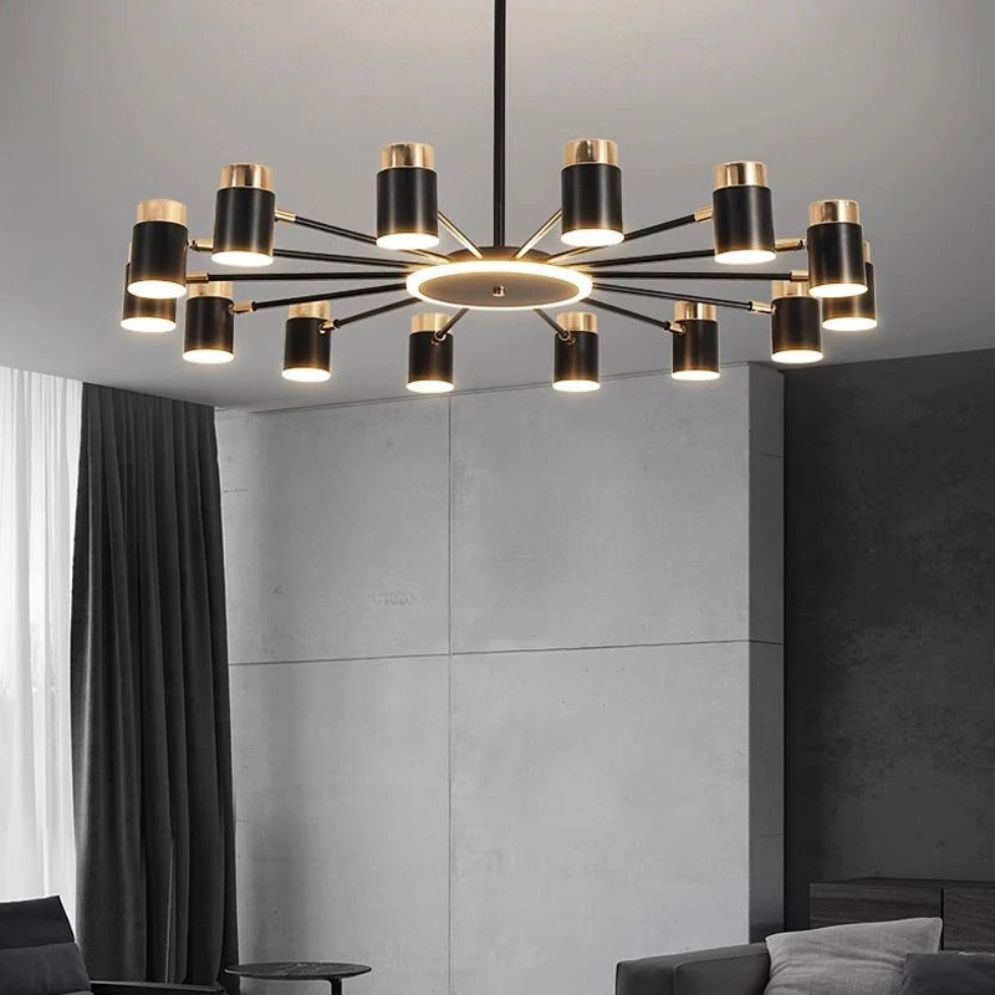 Lustre Rétro à Led en Métal Noir Spots Cylindres Loft - Lumiine