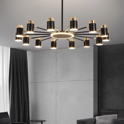 Lustre Rétro à Led en Métal Noir Spots Cylindres Loft - Lumiine