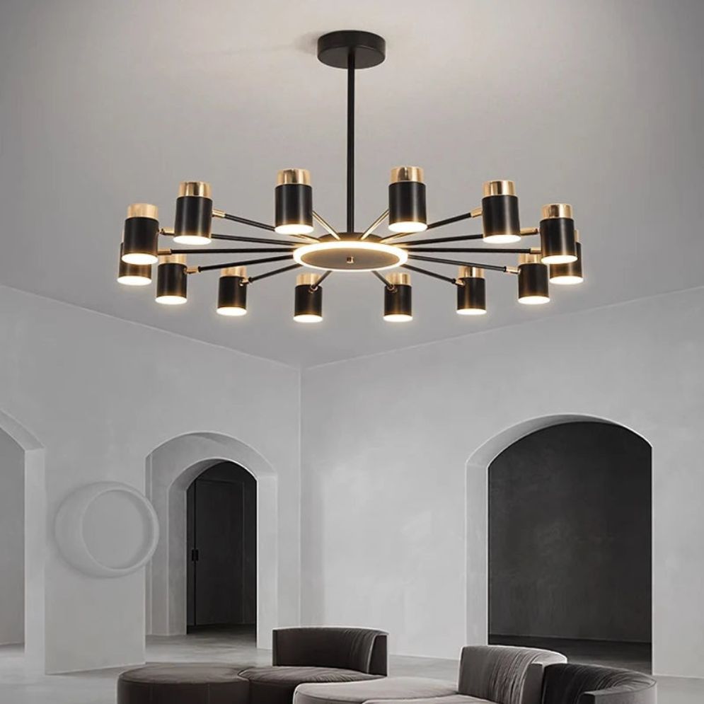 Lustre Rétro à Led en Métal Noir Spots Cylindres Loft - Lumiine