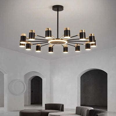 Lustre Rétro à Led en Métal Noir Spots Cylindres Loft - Lumiine