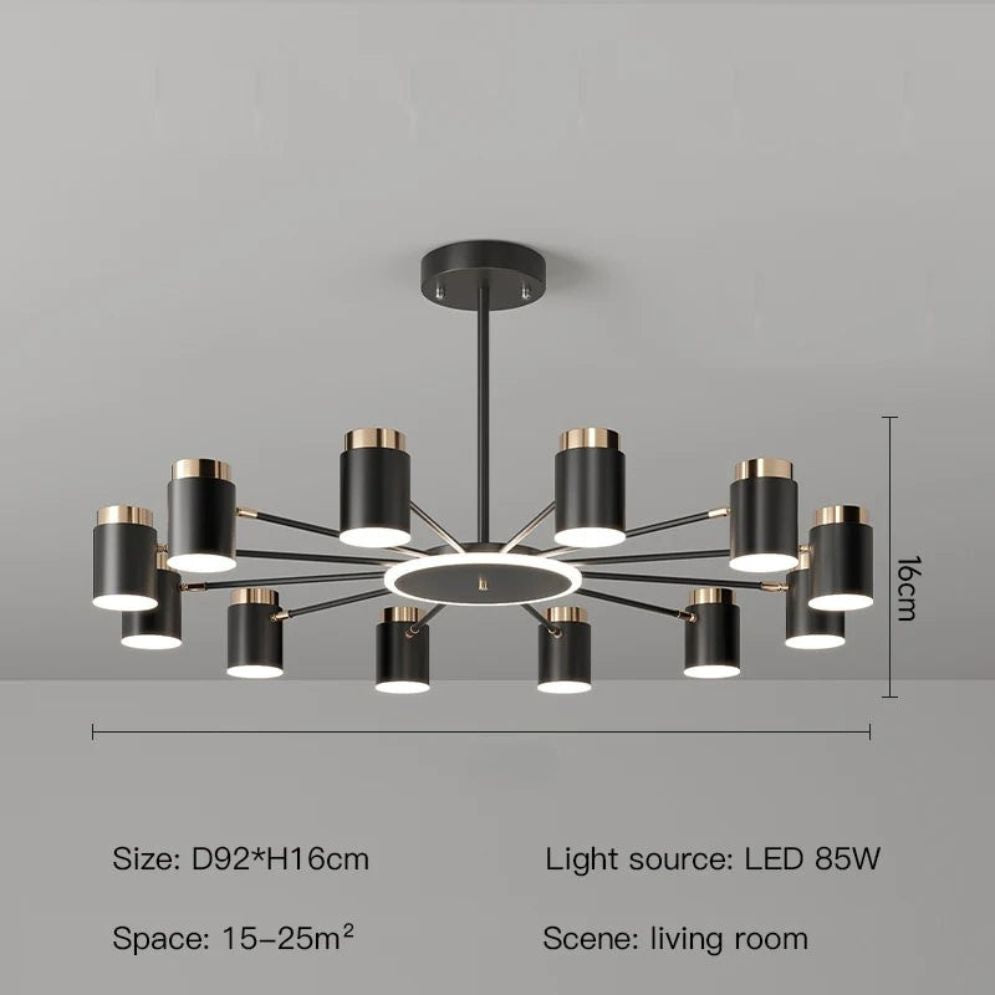 Lustre Rétro à Led en Métal Noir Spots Cylindres Loft - Lumiine